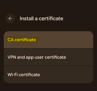 certificate Android